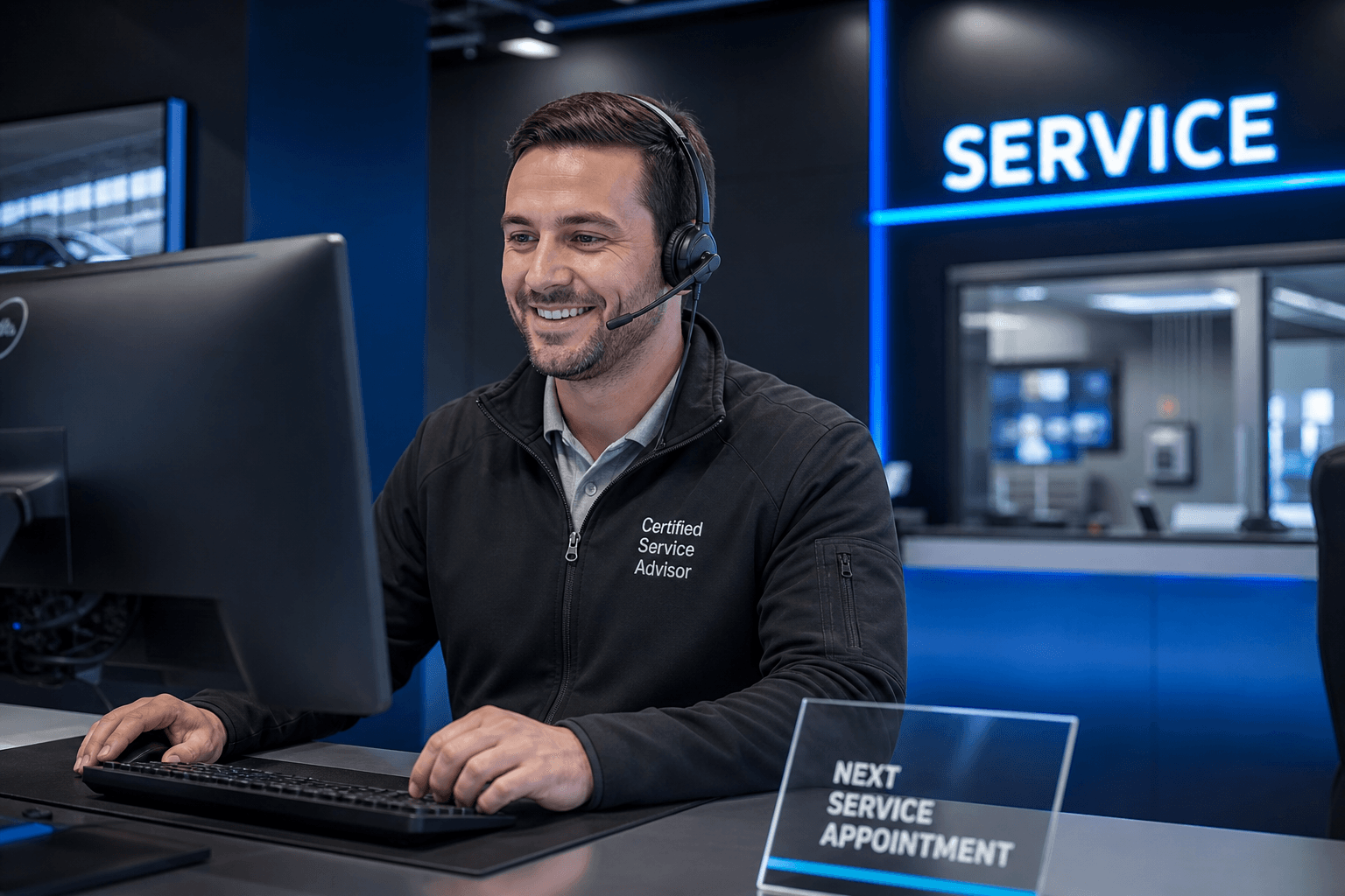 Service advisor booking an appointment at the service desk