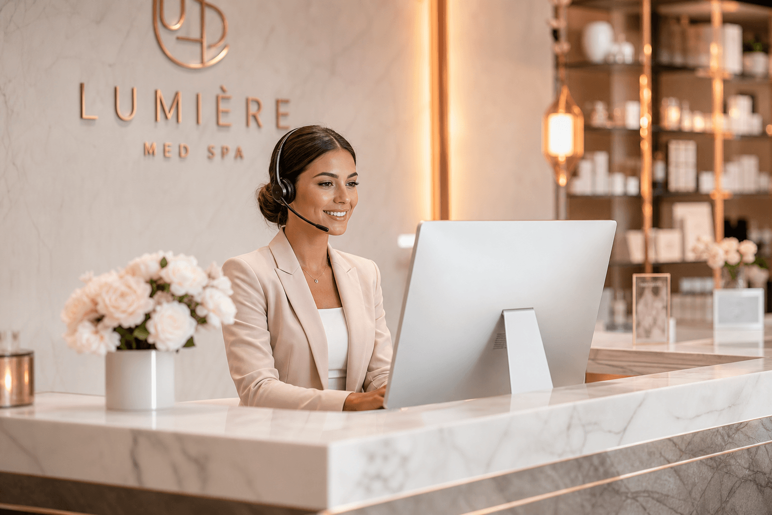 Med spa concierge booking a client consultation