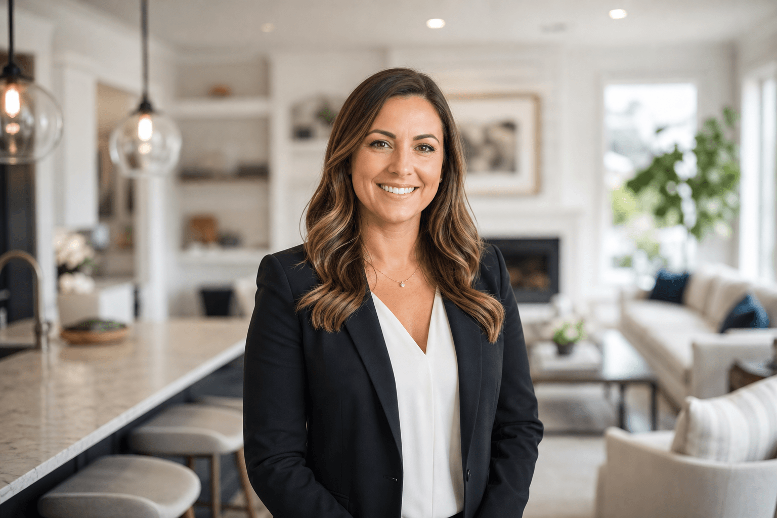 Real estate agent in a bright modern home